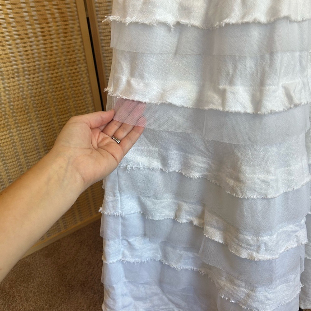 Sundance Boho Linen Tiered Maxi Flutter Sleeve Dr… - image 4